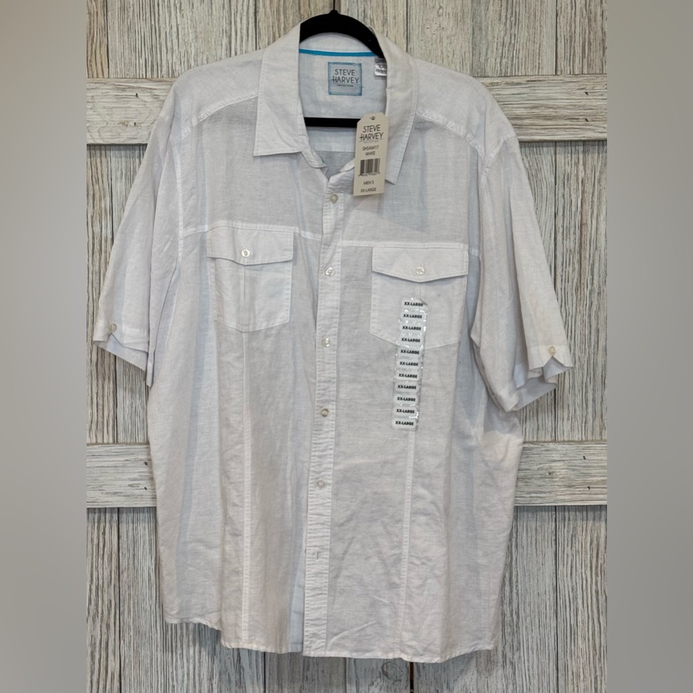 Steve Harvey Men's White Casual Button Down Shirt sz XXL. NWT